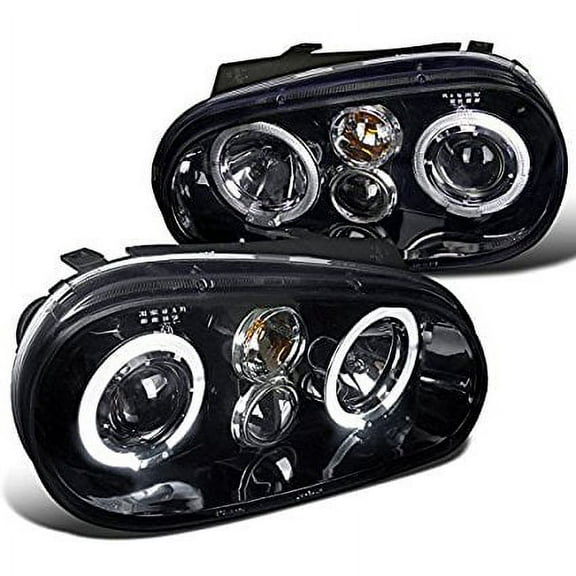 Spec-D Tuning LHP-GLF99G-TM Volkswagon Golf Dual Halo Glossy Black Projector Headlights