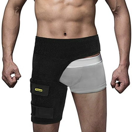Yosoo Groin Support - Adjustable Neoprene Groin Strain Pain Wrap Compression Recovery Thigh Wrap Provide Pulled Groin Quad Hamstring Hip Injury Support for Men and