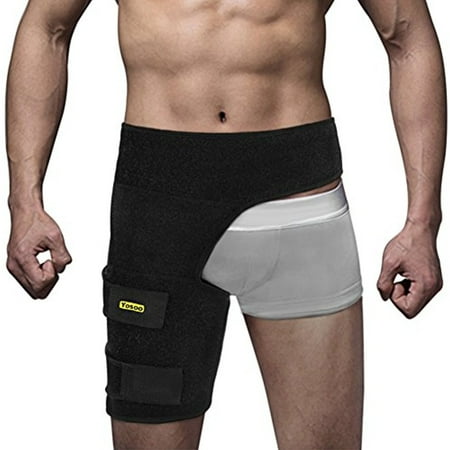 - Yosoo Groin Support - Adjustable Neoprene Groin Strain Pain Wrap Compression Recovery Thigh Wrap Provide Pulled Groin Quad Hamstring Hip Injury Support for Men and Women,Black