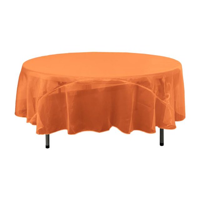 TCOrgz90R-OrangeO48 Nappe Ronde en Organza Miroir Transparent&44; Orange - 90 Po.