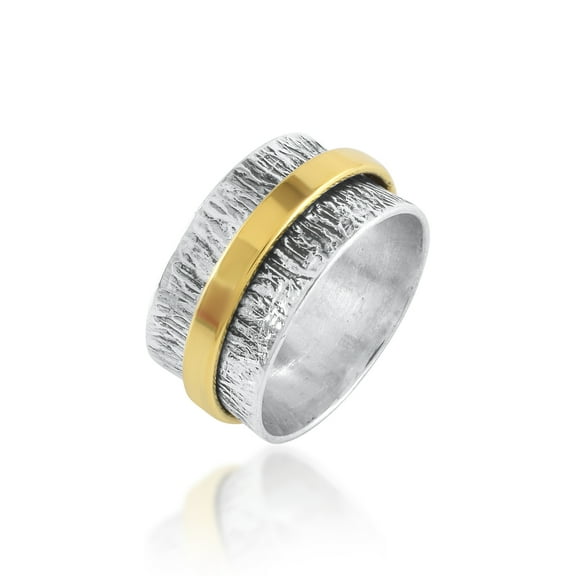 Meditation Spinning Ring Spinner Band in Textured 925 Sterling Silver Jewelry for Women