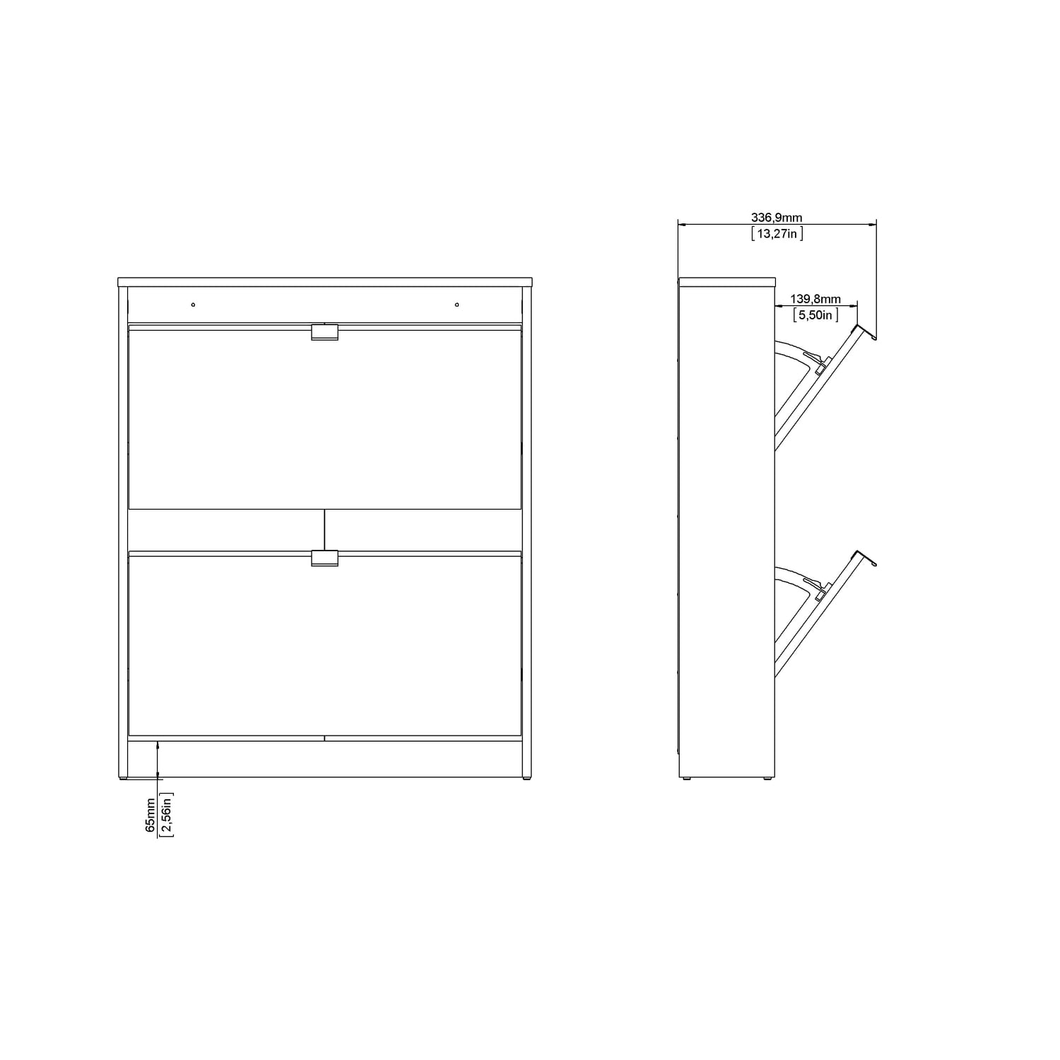 Tvilum Bright 2 Drawer Shoe Storage Cabinet, White