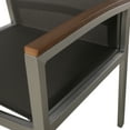 thumbnail image 3 of GDF Studio Swarthmore Outdoor Aluminum Dining Chairs with Faux Wood Accents, Set of 4, Silver, Gray, Natural Brown, Outdoor Mesh, 3 of 5