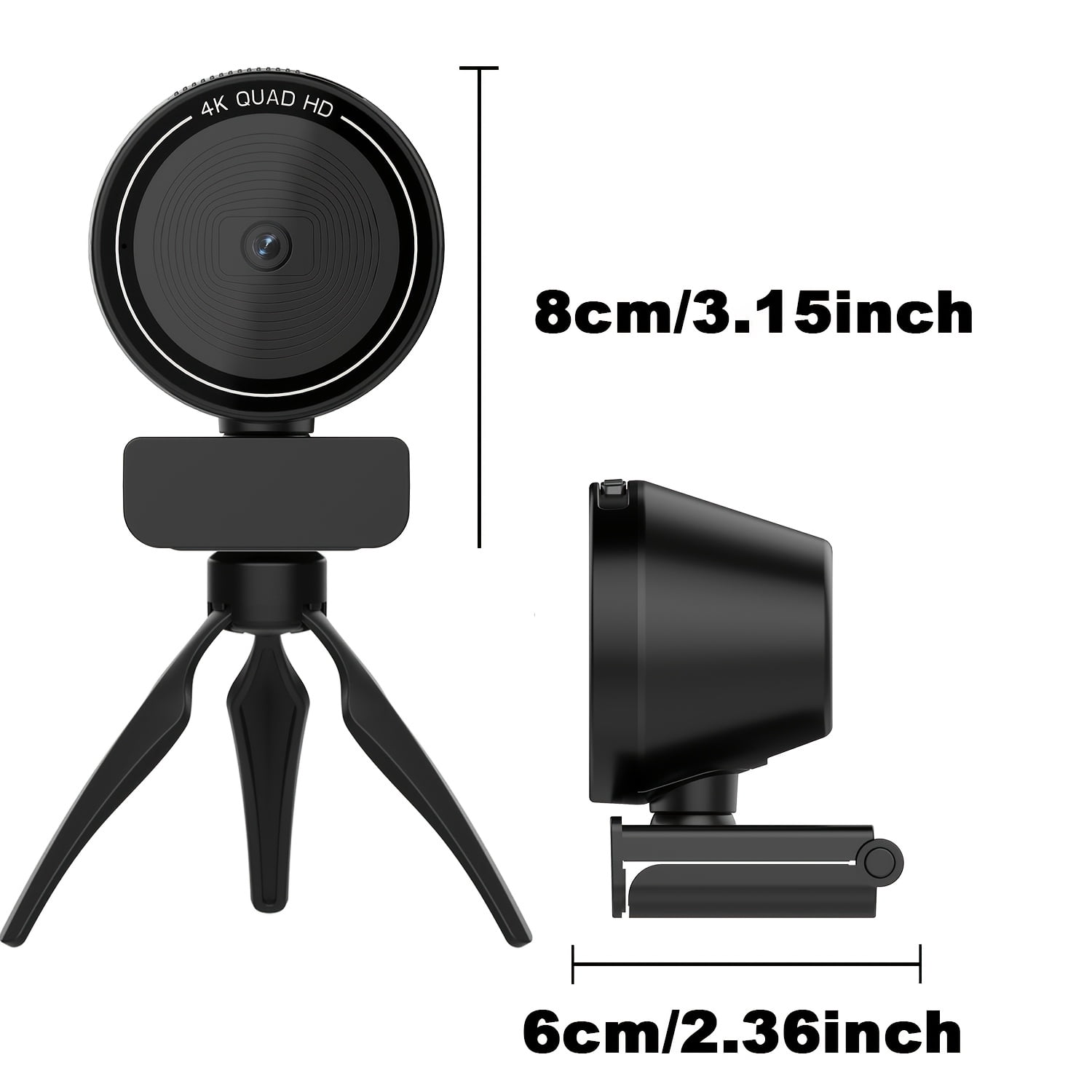 4K Ultra HD Webcam Of Pc, Auto/Manual Zoom, 9xZoom, Plug And Play, Built-in Privacy Cover, White Balance, Webcam with Microphone, 4K Webcam for PC/Laptop/Desktop, Video Calling, Conference