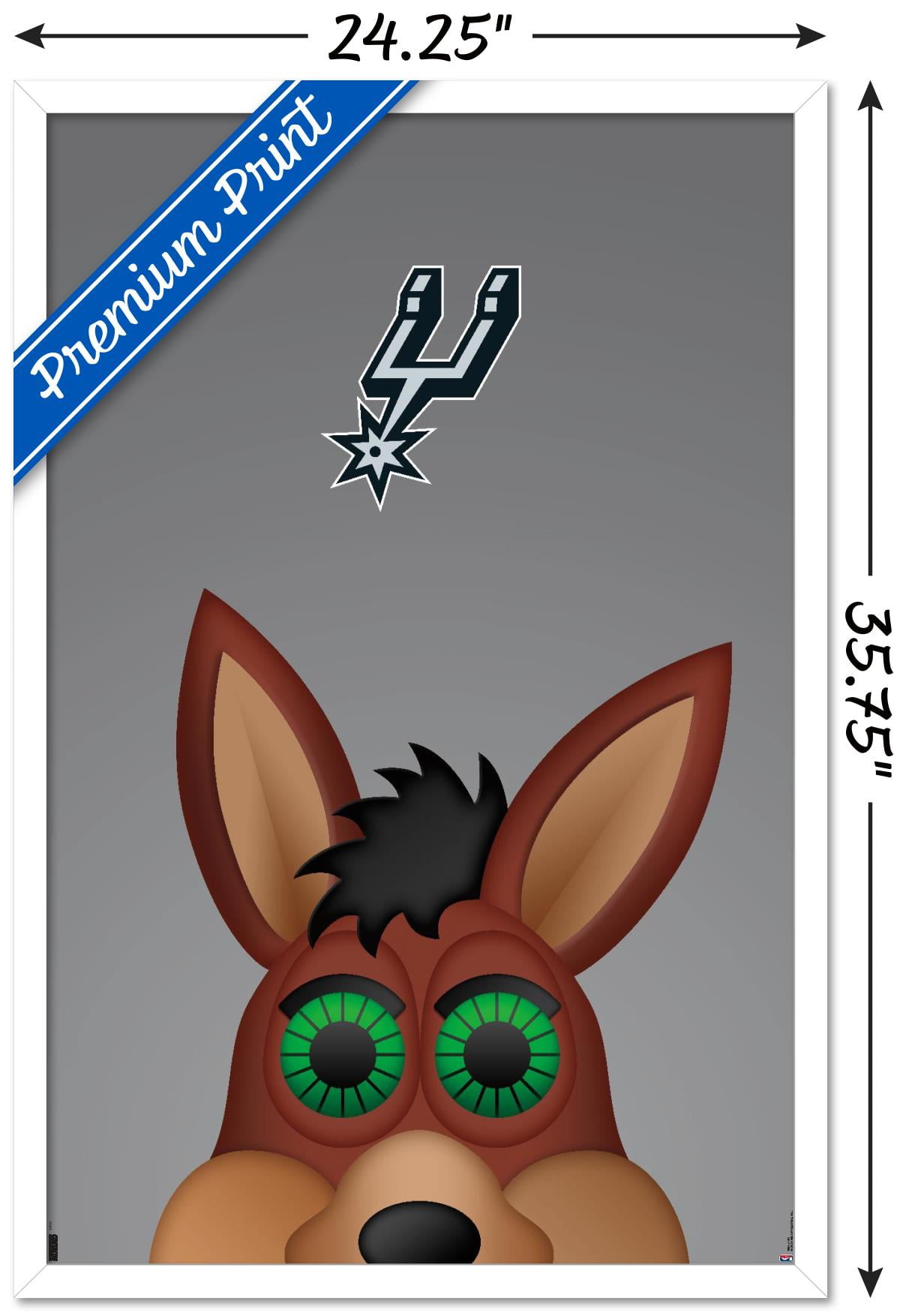 NBA San Antonio Spurs - S. Preston Mascot Coyote Wall Poster, 22.375" x 34", Framed
