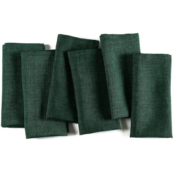 Fingercraft Cloth Napkins, 100% Linen Table Napkins, 20 in x 20 in, Set of 6, Green