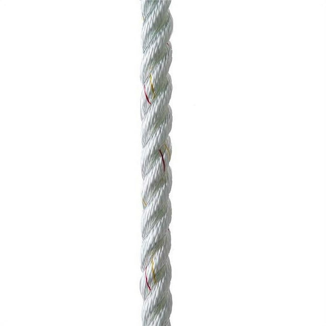 New England Ropes C6050-24-00035 0.75 in. x 35 ft. Premium Nylon 3 Strand Dock Line - White with Tracer