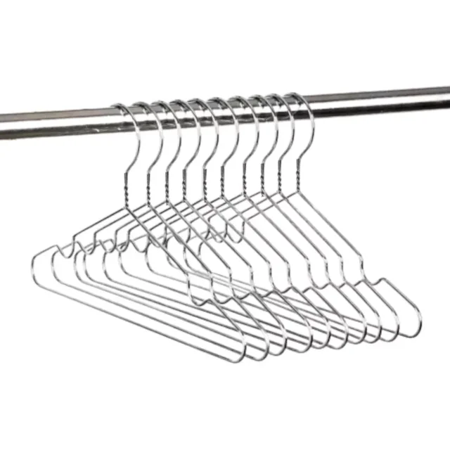 Paquete 10 Ganchos Metalicos Acero Inoxidable Para Ropa