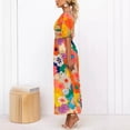 thumbnail image 4 of Women's V-neck printed puff sleeve casual vacation dress, 4 of 5