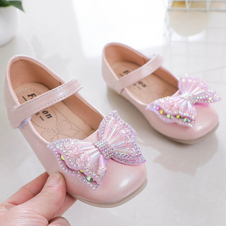 Children Shoes Flat Sandals Students Dance Performance Shoes Sequin Bow Princess Shoes Girls Sandals with Heels Toddler Jelly Shoes Girls Par Kids Toddler Flops Little Girl Wedges Toddler Girls Size 9