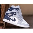thumbnail image 1 of N I-K-E A i r-Jor-dan 1 Mid White Wolf Gray Midnight Navy DQ8426-104 Mens Multi Size, 1 of 6