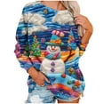thumbnail image 5 of asdoklhq Christmas Fall Sweaters for Women Womens' Christmas Santa Claus Printed Shoulder Length Long Sleeved Round Neck Top/shirt Multicolor 2X, 5 of 7