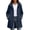 Navy, variant on Staron Women's Hooded Rain Jacket Waterproof Windbreaker Lightweight Packable Outdoor Hiking Travel Casual Mid-Length Snap Button Zipper Coat Black L