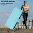 thumbnail image 7 of Wallet Case Compatible for iPhone 16, PU Leather Magnetic Closure Protective Flip Folio Case with 3 Card Holder and Wrist Strap Cover Women Men,Sky Blue,For iPhone 16, 7 of 7