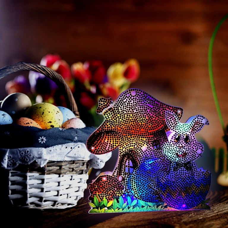 Easter Decor Nightlight Bulbs 1PC Easter DIY 5D Diamond Art Painting Kits  Easter Rabbit Eggs Tabletop Decoration With LED String Light Cute Diamond  Paintings Ornament For Easter Day 