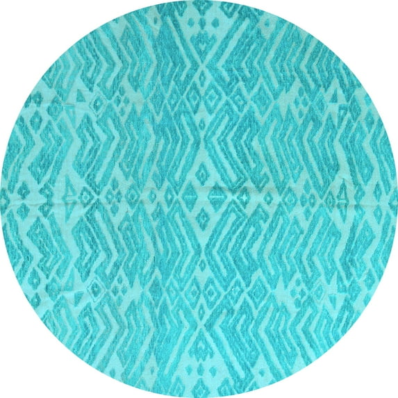 Ahgly Company Indoor Round Abstract Light Blue Modern Area Rugs, 6' Round