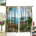 thumbnail image 3 of Ocean View Curtains, Tropical Island Garden Turquoise Natural Scenery Seascape Thermal Insulation Blackout Window Drapes for Living Room Bedroom Cafe 84x84in, 3 of 6