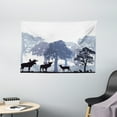 thumbnail image 1 of Moose Tapestry, Forest Design Abstract Woods North American Wild Animals Deer Hare Elk Trees, Wall Hanging for Bedroom Living Room Dorm Decor, 60W X 40L Inches, Black White Grey, by Ambesonne, 1 of 2