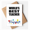 thumbnail image 1 of World's Best Teacher Student Quote Wedding Cards Congratulations Greeting Envelopes, 1 of 3