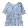 thumbnail image 3 of Womens Floral Babydoll Tops，Beach Vacation Blouses Peplum Tops For Women Boho Floral Tops Women'S Print T Shirt Casual Summer Shirts Womens Boho Tops Lightweight Gauze 3/4 Sleeve Blouses 3XL, 3 of 4
