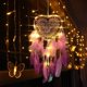 thumbnail image 1 of Atrapasueños en forma de corazón, estilo bohemio, hecho a mano, decoración romántica, rosa oscuro, con luces, 1 of 5