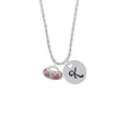 thumbnail image 2 of Delight Jewelry Silvertone Hot Pink Retro Purse Silvertone Script Initial Disc - K - Charm Necklace, 20"+3", 2 of 4