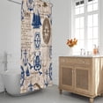 thumbnail image 2 of Retro Nautical Shower Curtain Sets,Navy Anchor Sailing Map Bathroom Curtains,Ocean Themed Bath Curtain,Waterproof Fabric with 12 Hooks 72x72Inches, 2 of 6
