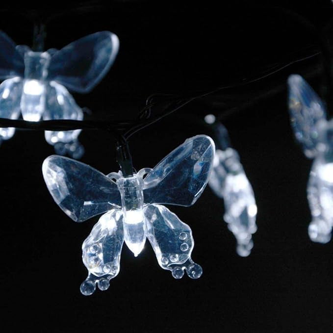 Huiyi Butterfly String Lights, 9.5m 50LED Outdoor Solar Powered String Light 8Mode Indoor for Lighting for Lawn Patio Wedding Party Decor