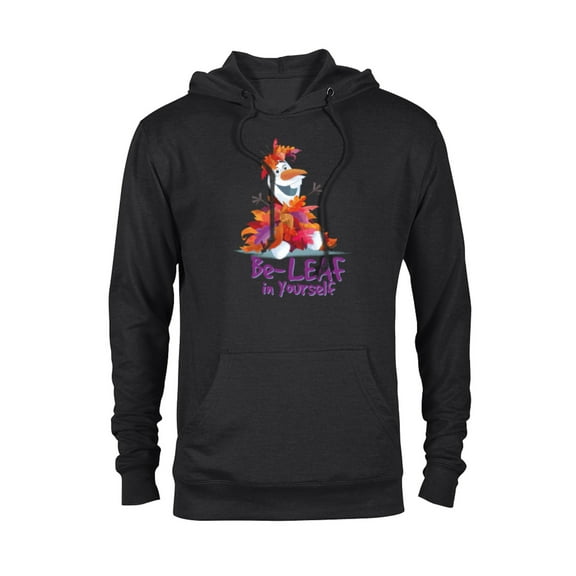 Disney Frozen Olaf Autumn Fall Funny Be-LEAF in Yourself - Pullover Hoodie for Adults - Customized-Black