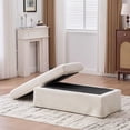 thumbnail image 6 of Dtwnek Upholstered Chenille Ottoman with Metal Legs, Rectangle Bench for Living Room Bedroom Entryway and Office, Beige, 6 of 7