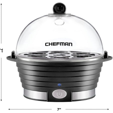 CHEFMAN - Electric Egg Cooker + Boiler, Quickly Makes 6 Eggs, BPA-Free - Black