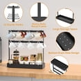 thumbnail image 3 of Countertop Coffee Cup Holder, Aluminum Alloy Mug Holder Organizer with 16 Movable Hooks, 2 Tier Mug Tree Stand Rack with Storage Basket for K Cup Coffee Bar Kitchen, 3 of 8