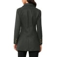 thumbnail image 3 of INSPIRE CHIC Winter Overcoat for Women's Notch Lapel Double Breasted Coats XS Dark Grey, 3 of 5