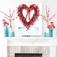 thumbnail image 3 of 18 Inch Grapevine Red heart Shape Berries Wreath For Front Door, Valentines Day Heart Shape Wreath With Red Ribbon For Home Decor, Valentines Day Inside And Outside Wreath, 3 of 7