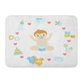 thumbnail image 1 of YUSDECOR Blue Things Baby Boy Surrounded with Object It Needs Flat Childish Cartoon Style Bright Color on White Rug Doormat Bath Mat 23.6x15.7 inch, 1 of 1