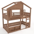 thumbnail image 2 of Luckynote Twin Bunk Bed, Loft Bed House Design with Bookshelf, High-Quality Safety Fencing for Bedrooms, Natural, 2 of 15