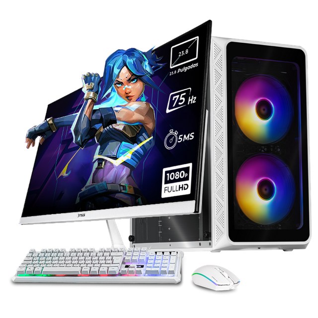 Xtreme PC Gaming AMD Radeon Vega Renoir Ryzen 7 5700G 32GB SSD 1TB Monitor 23.8 WIFI Doom Pro White blanco