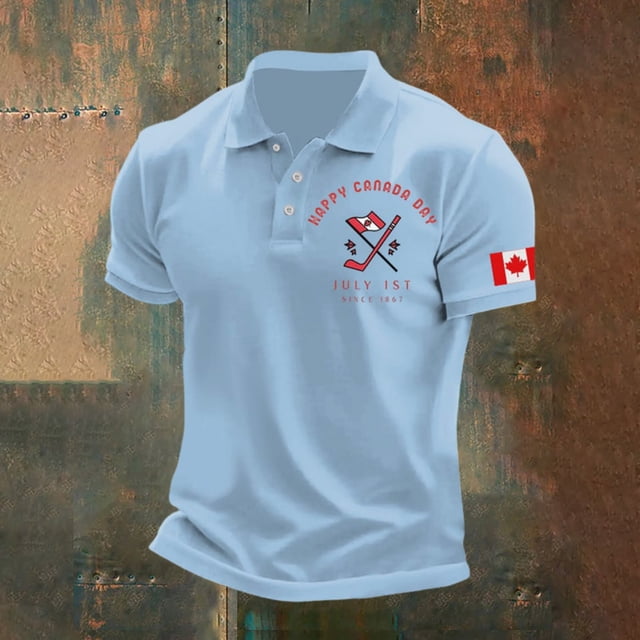 Adult Men Polo T Shirts Short Sleeve Button Tees Shirts Basic Blue Men Summer Outfits