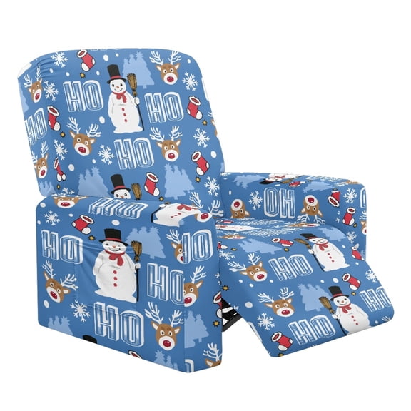 Kuiaobaty Snowman Reindeer Ho Recliner Couch Cover Comfortable Reclining Sofa Slipcover Christmas Durable Reclining Slipcover Breathable Recliner Chair Cover with Elastic Bottom for Pets
