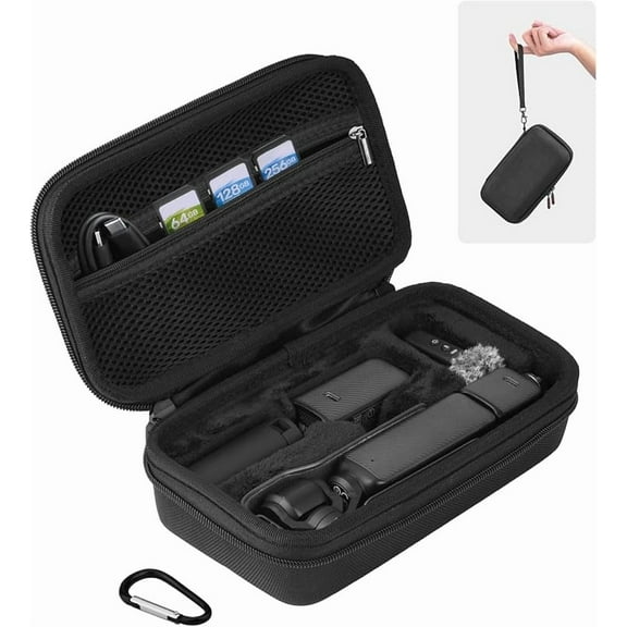 Camera Case for Osmo Pocket3, Portable Carrying Bag Protective Hard Storage Bag for DJI Osmo Pocket 3 Creator Combo Camera Accessories with Wrist and Carabiner (Black)