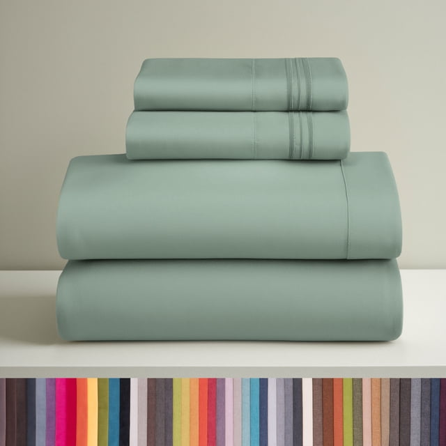 Clara Clark Juego de Sábanas Tamaño Queen, Lujo 4 Piezas con Bolsillos Profundos, Microfibra Ultrasuave, Color Verde Salvia