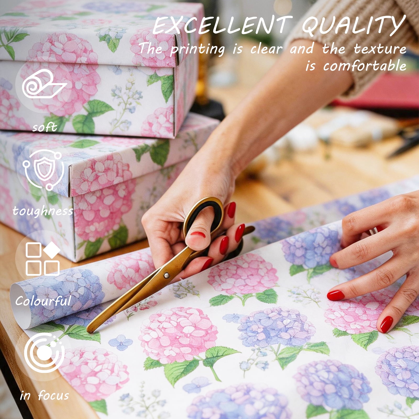 200 Sheets Tissue Paper Vintage Wildflower for Gift Bags Birthday Party Flower Decoration 20x14 in