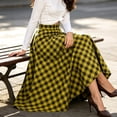 thumbnail image 5 of Jovrlynd Plaid Skirts for Women A Line High Waist Pleated Midi Skirts with Pockets Trendy Western Fall Flared Long Skirts, S-3XL, 5 of 9