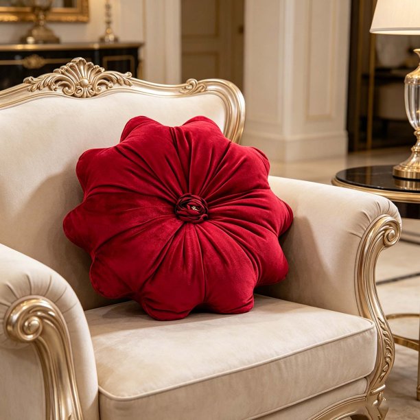 Cojín decorativo con forma de flor, suave y aterciopelado, ideal para sofá, cama o sala de estar. Decoración floral para el hogar.