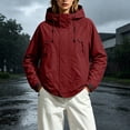 thumbnail image 6 of Waterproof Windbreaker Jacket Women Plus Size Hooded Long Sleeve Solid Color Windproof Casual Adjustable Hem Raincoat Outdoor Mountaineering Parka Jacket, 6 of 8