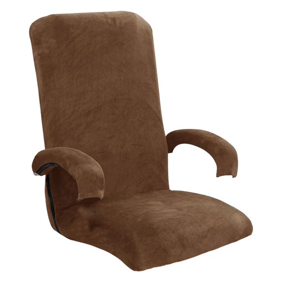 Velvet Swivel Computer Cover Slipcover Furniture Soft Dustproof Polyester Elastic Office Arm Cover for Computer , brown