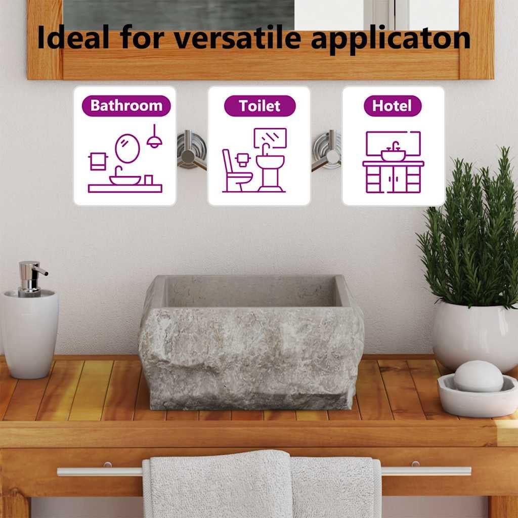 vidaXL Sink Above Counter Vanity Sink Natural Stone Basin for Bathroom Marble