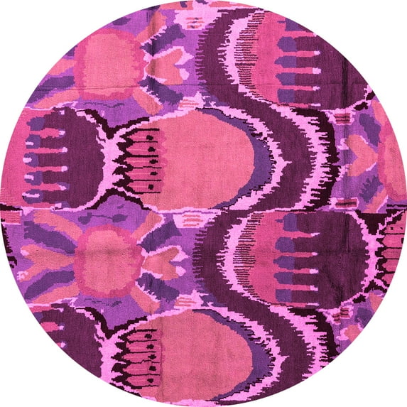 Ahgly Company Indoor Round Abstract Pink Modern Area Rugs, 4' Round