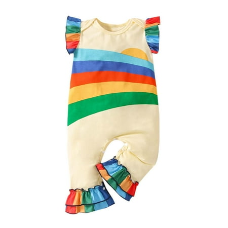 

YWDJ 3-24 Months Boys Girls Outfit Set Summer Infant Summer Sleeveless Jumpsuit Trousers Infant Romper Multi 18-24 Months