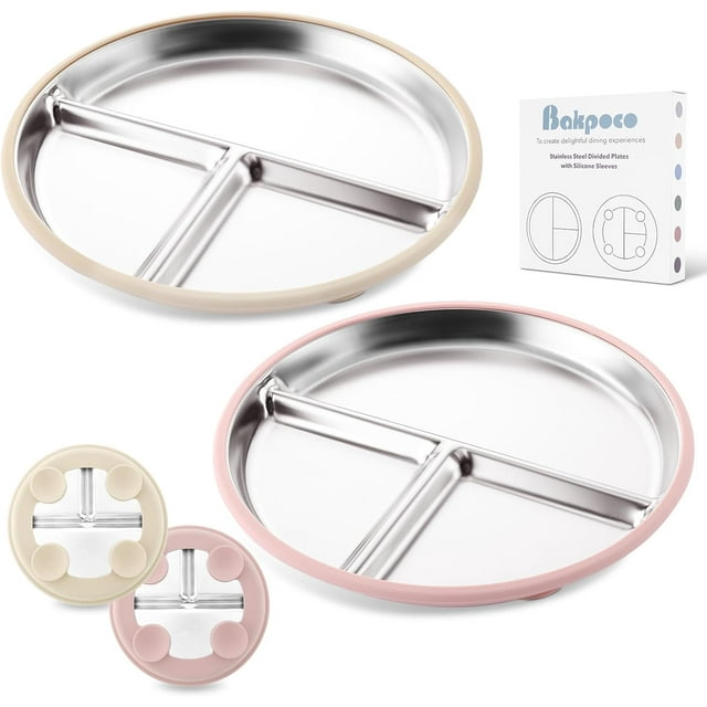Stainless Steel Toddler Plate Divided with Suction